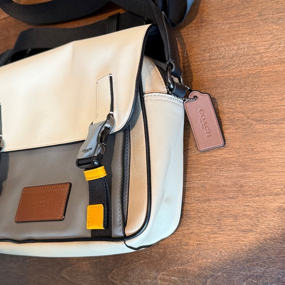 Coach Track Crossbody Messenger Bag in Colorblock - Cream, Gray, & Yellow - Picture 2 of 11